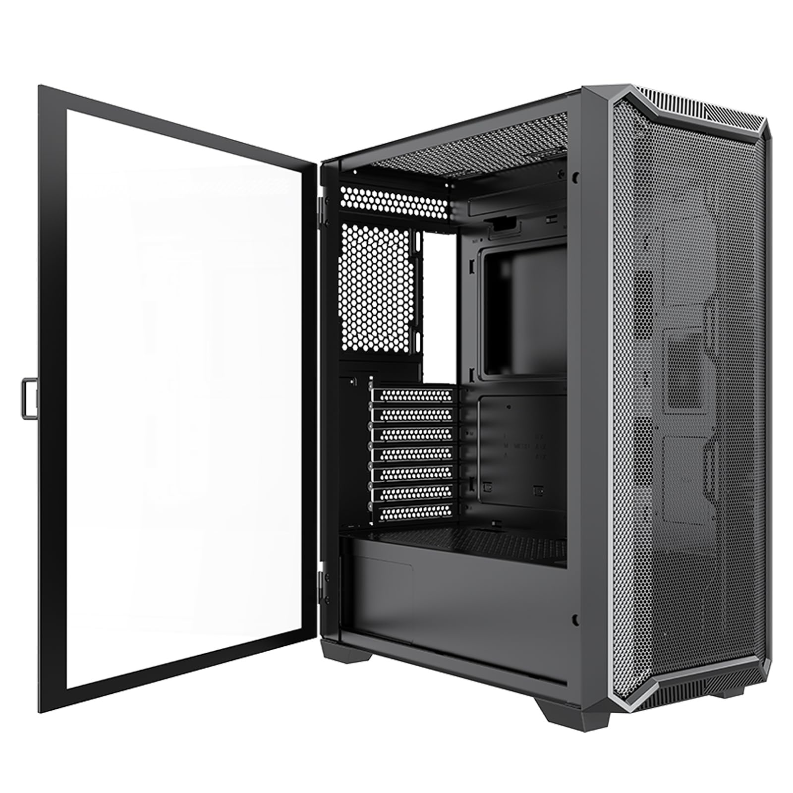 Xilence X613 XILENT Blade II Gaming PC Case, 3 x 120 mm ARGB Fans, ATX Midi Tower Case, Mesh Front Panel for Good Airflow and PWM/ARGB Control Board, pannello laterale in vetro senza viti, nero