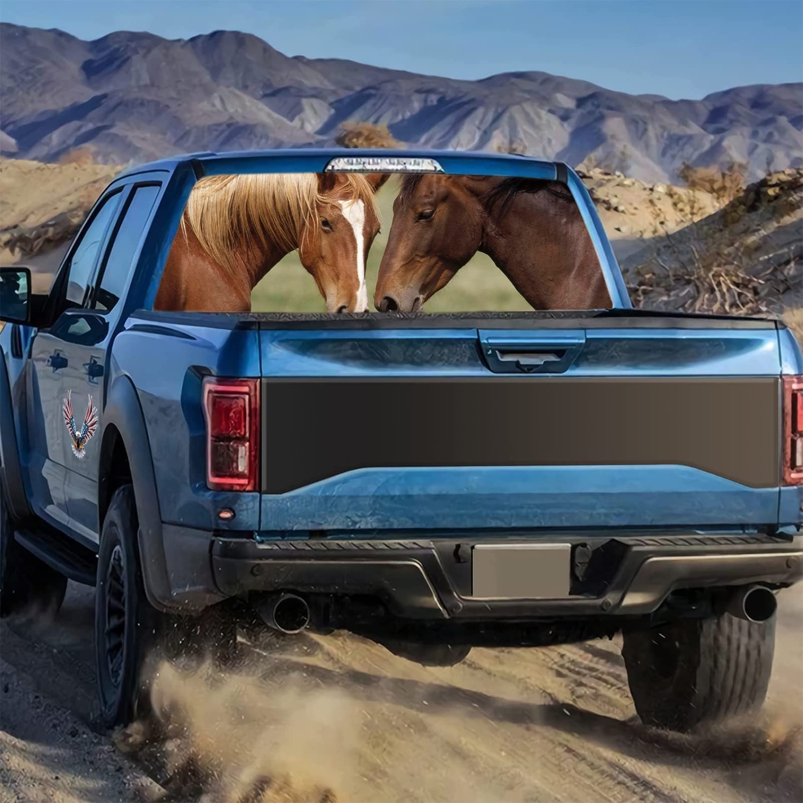 WOKEZ Adesivo del finestrino Posteriore, Adesivo Posteriore Adesivo per Cavallo Decal Grafico Perforato Vedi Attraverso Universal per i camioncini SUV,165x56cm