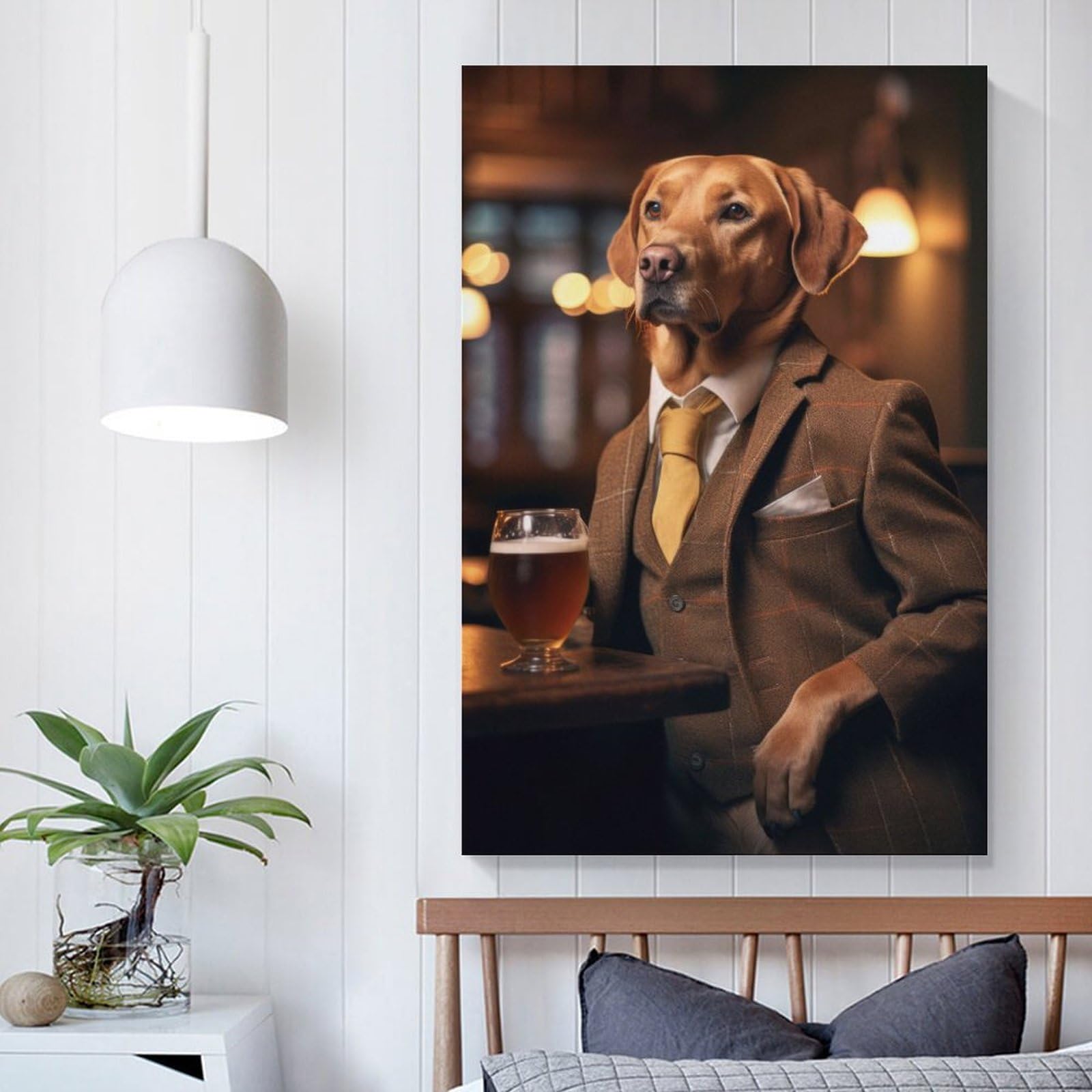 Poliuaws Unframe-Fox Red Labrador At Pub Canvas Wall Art - Fox Red Labrador At Pub Picture Print On Canva, Posters And Prints Wall Art Living Room Home Decor Room Decor Teen 20X30inch(50X75cm)