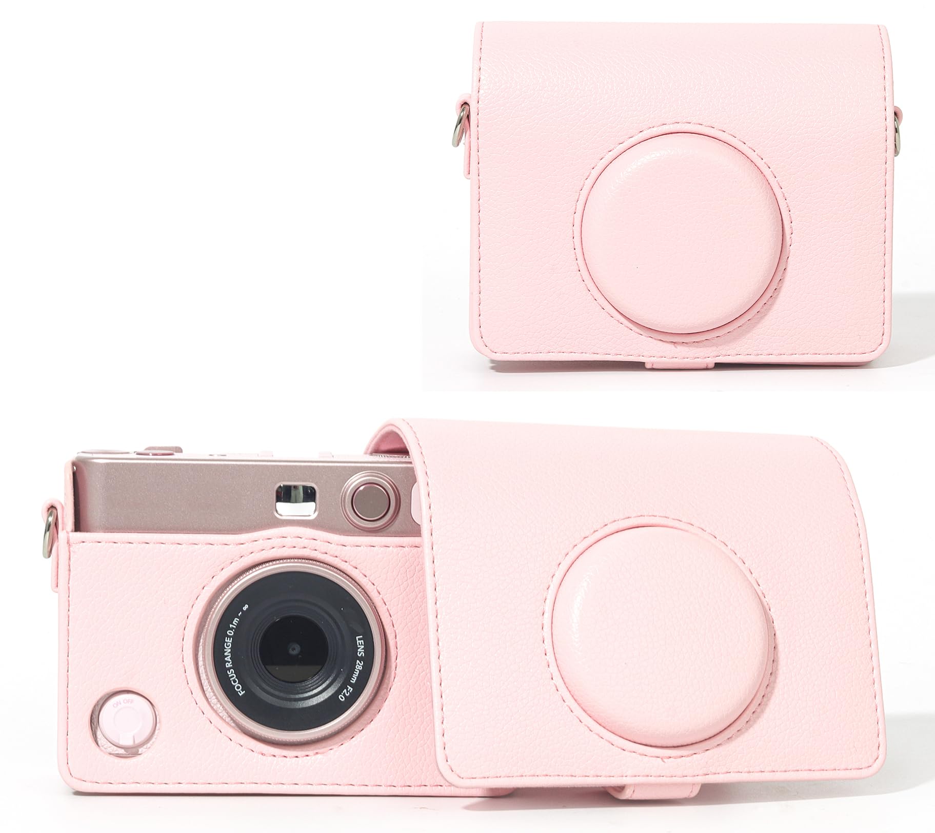 ZENKO Camera Case Compatible with Fuji Instant Mini EVO, Light Pink Protective Bag with Shoulder Strap, Slim Fit Storage Case-Gentle Rose-picture-22