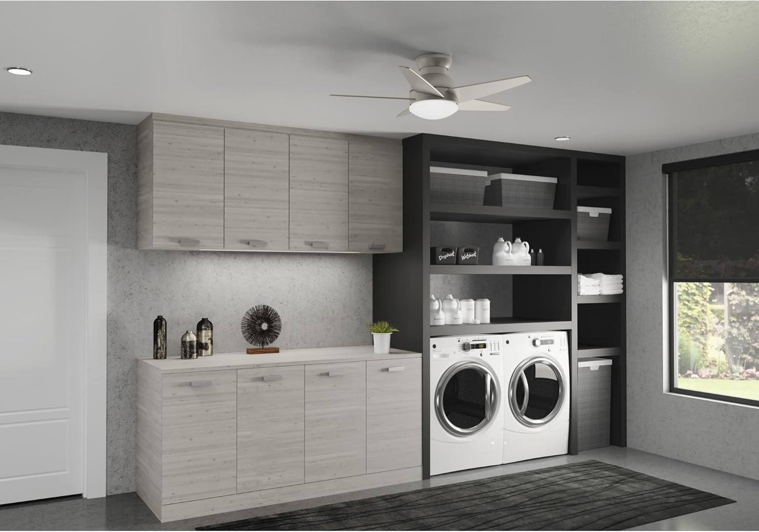 Casablanca 44 inch Indoor Ceiling Fan with LED Light - Low Profile Ceiling Fan for Bedroom, Living Room, or Kitchen, Wall Control, 5 Blades, Includes Bulb - Isotope 51742, Matte Nickel