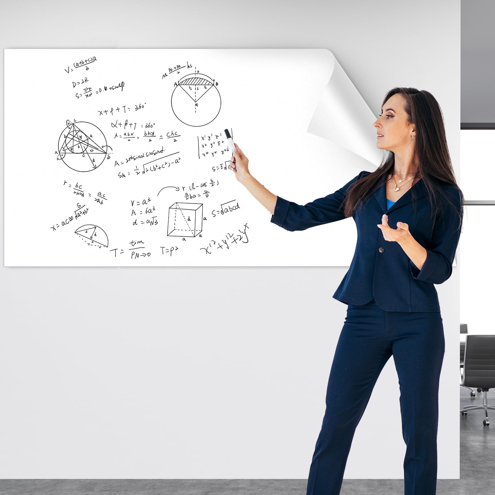 Selbstklebende Whiteboard-Folie, rückstandslos entfernbar, Wiederverwendbar,Zuschneidbar, Leicht Abwischbar, Geeignet für Wände, Schreibtische und Glas (45cm x 5m)