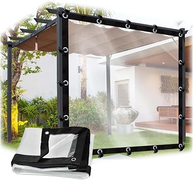 Garden Gazebo Curtains 0.12mm Clear Plastic Tarp Outdoor Waterproof Resist The Cold Keep Warm with Metal Grommet for Outdoor, Garden, Pavilion VXHCS8 x 10