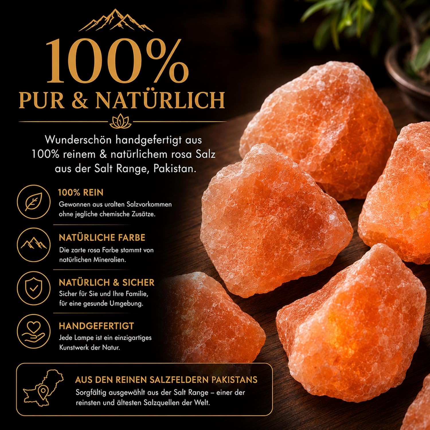 Salzlampe Salzkristall Lampe Tischlampe Salzkristalllampe SalzsteinLampe Natürliche Rosa Salz Nachtischlampe Salt lamp aus Salt Range Pakistan (7-11 KG)