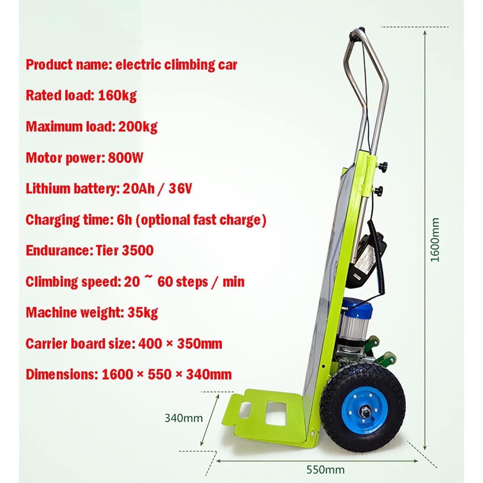 Diable électrique pliable 1200 W avec batterie amovible de 48 V, capacité de charge de 250 kg, diable portable pour un transport facile des escaliers