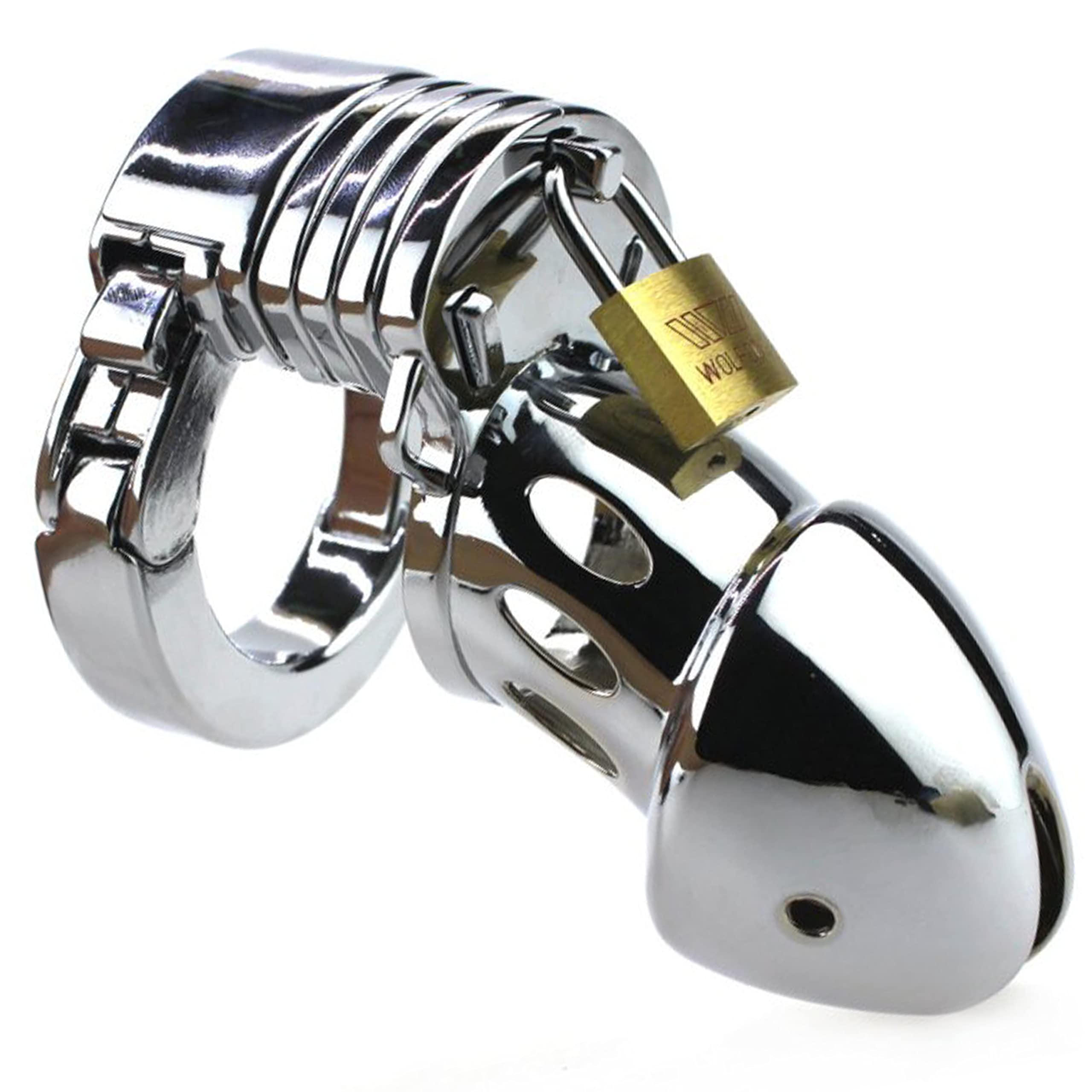 Cage de Chasteté Pénis 8cm ⌀3.1cm Métal Argent avec Cadenas Cages de Chasteté Discrètes et Confortables Sex Toy bondage Sextoys Homme Anneau Réglable Chastity Cage bdsm chasteté pour pénis FOPS N25-2