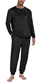 Men&apos;s Pajamas Set - Winter Coral Fleece Long Sleeve Tops and Bottoms&comma;Soft Plush Warm Loungewear With Pockets S-2XL