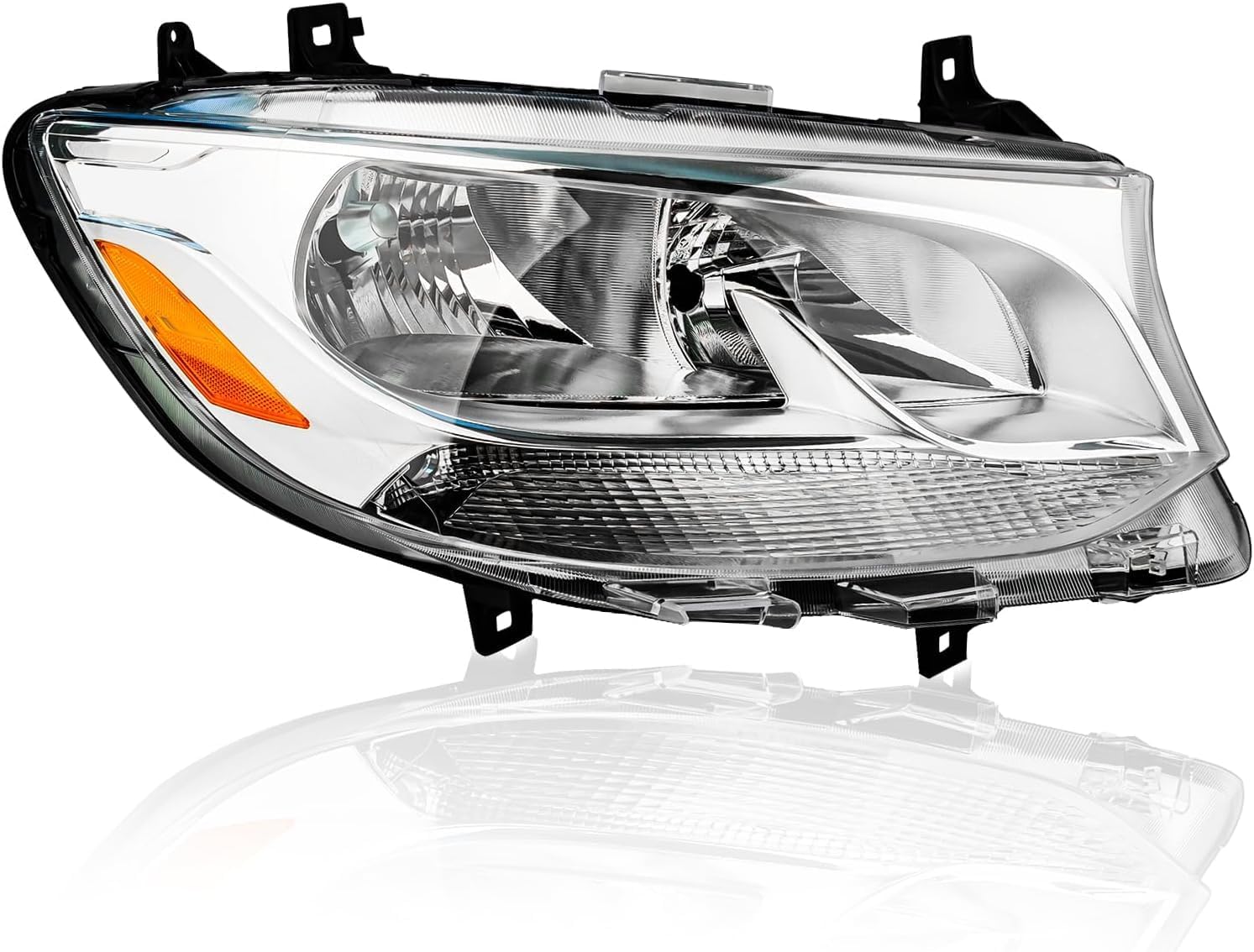 Headlight Assembly Replacement fit for Mercedes Benz Sprinter 1500/2500/3500 2019 2020 2021 2022，Halogen HeadLamp with Amber Reflector, Left Driver Side