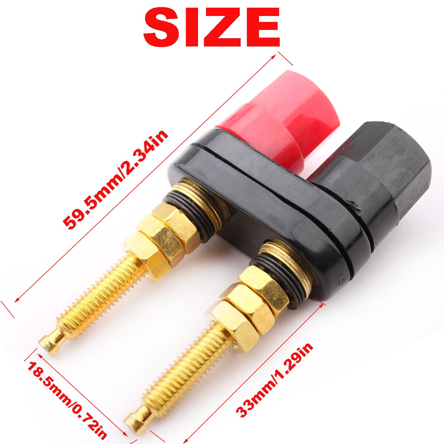 RUNCCI-YUN 4Pezzi Connettori a Banana,Spina banana femmina doppia, jack a banana a 2 vie,Speaker Binding Post Terminal connettori femmina da pannelo tipo banana(rosso e nero)