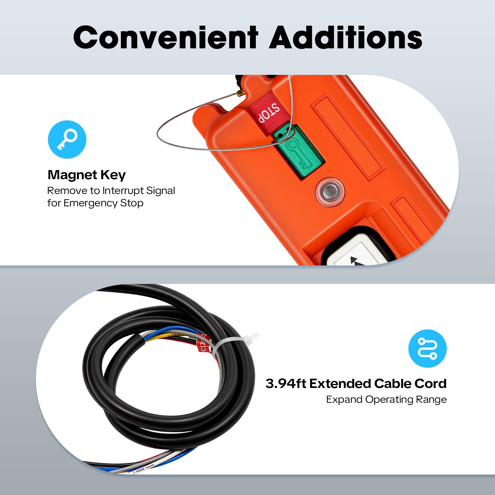Commande de grue sans fil 220 V - 100 m - Télécommande industrielle avec code de sécurité 32 bits - Protection IP65 - Contrôle des boutons - Pour palan élévateur, pont élévateur et ponts