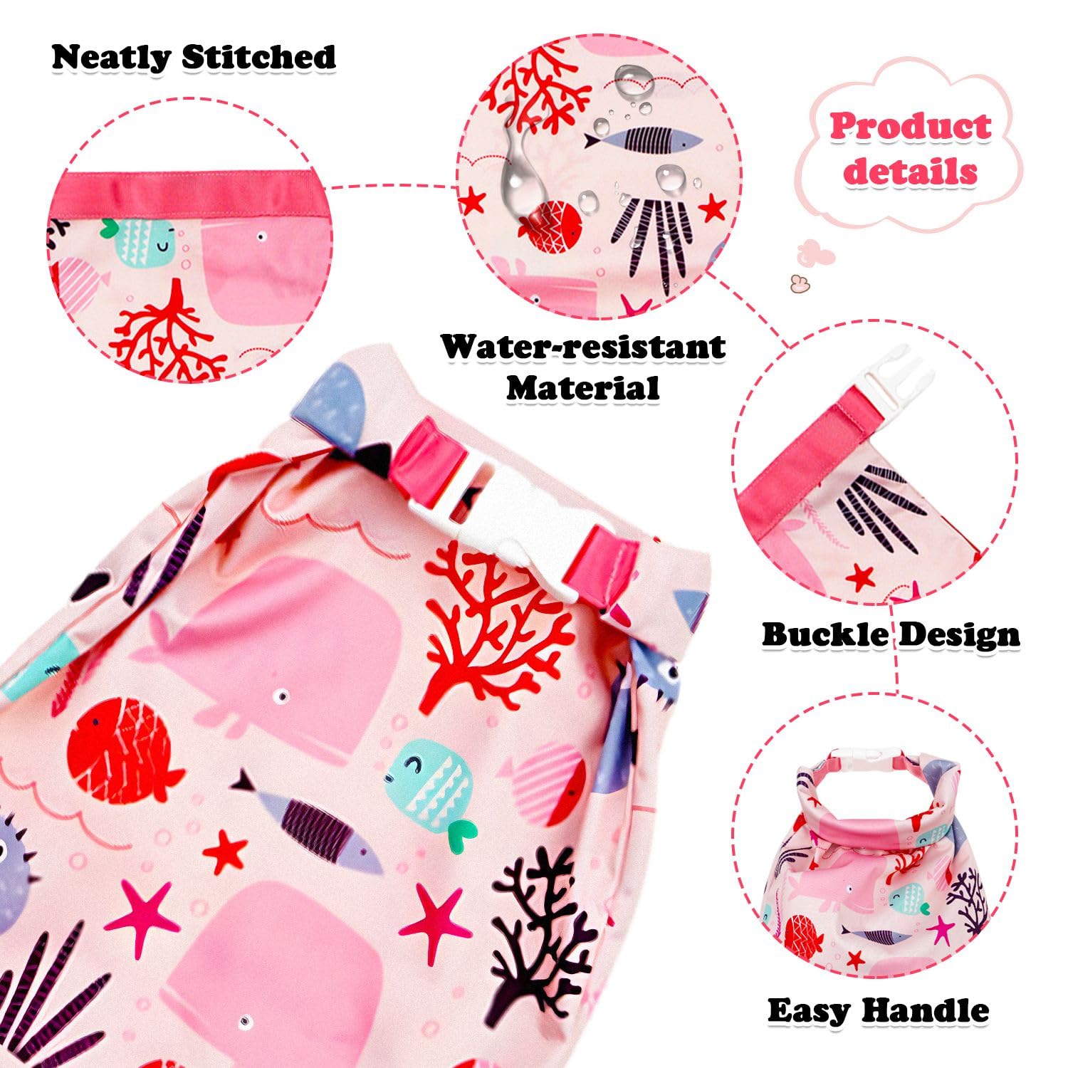 Lot de 2 sacs à couches imperméables pour bébé - Pour vêtements humides et secs, Rose, vert., Non