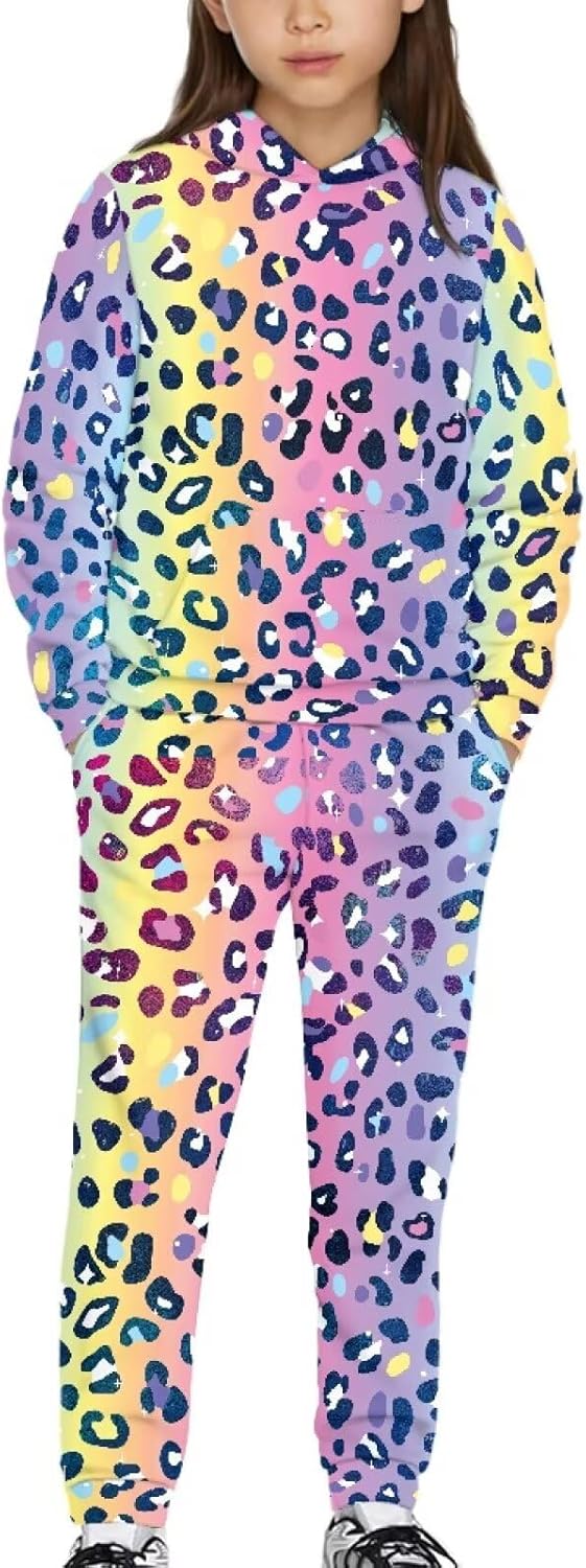 Renewold 2 Piece Set Girls Tracksuits Long Sleeve Kids Hoodie Sweatshirt and Jogger Sweatpants Sweatsuits Activewear