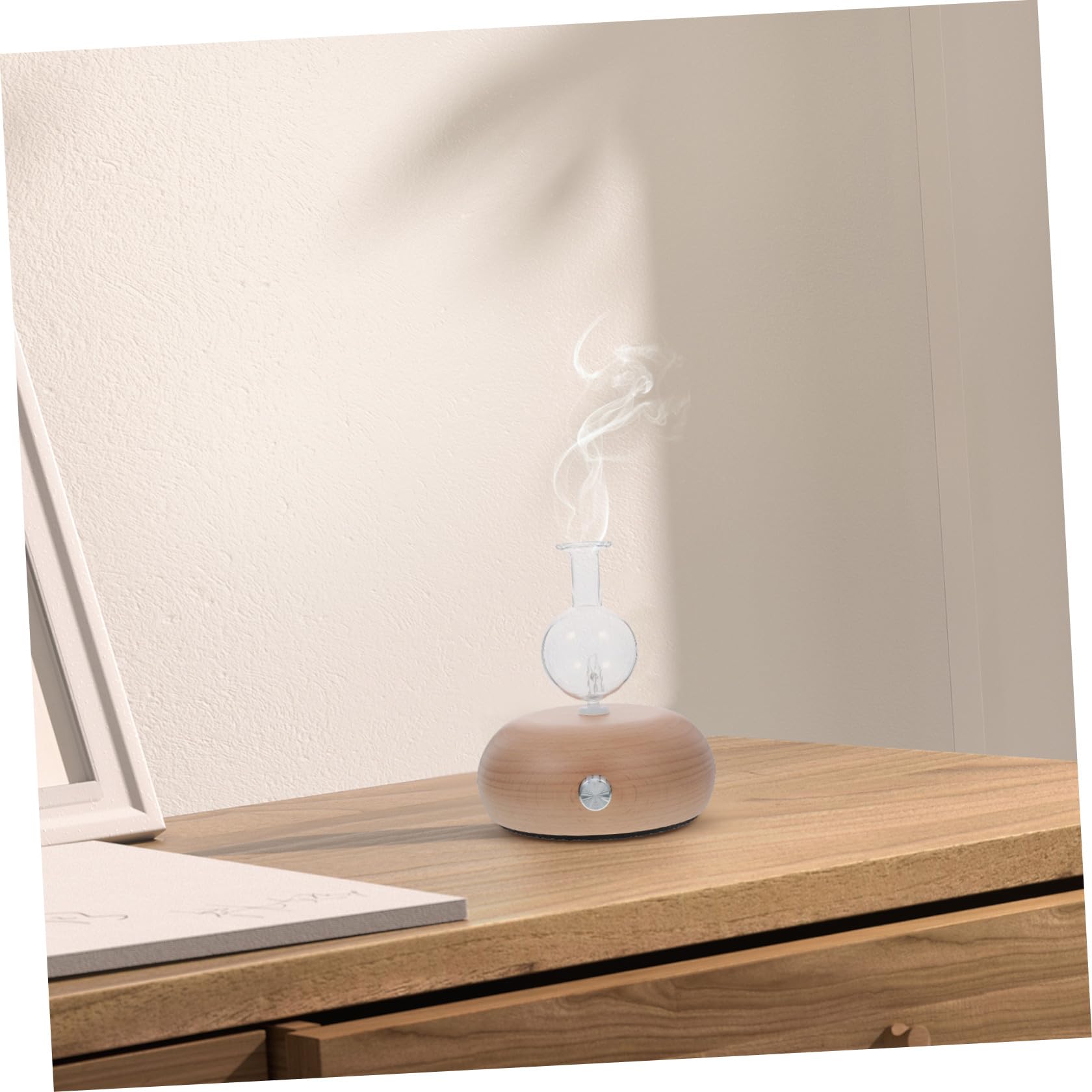 Difusor de Aceites Esenciales de Madera Natural con Atomizador de Vidrio, Compacto y Ultrasilencioso para Aromaterapia en Dormitorio, Oficina y Hogar, Diseño sin Varios Estilos