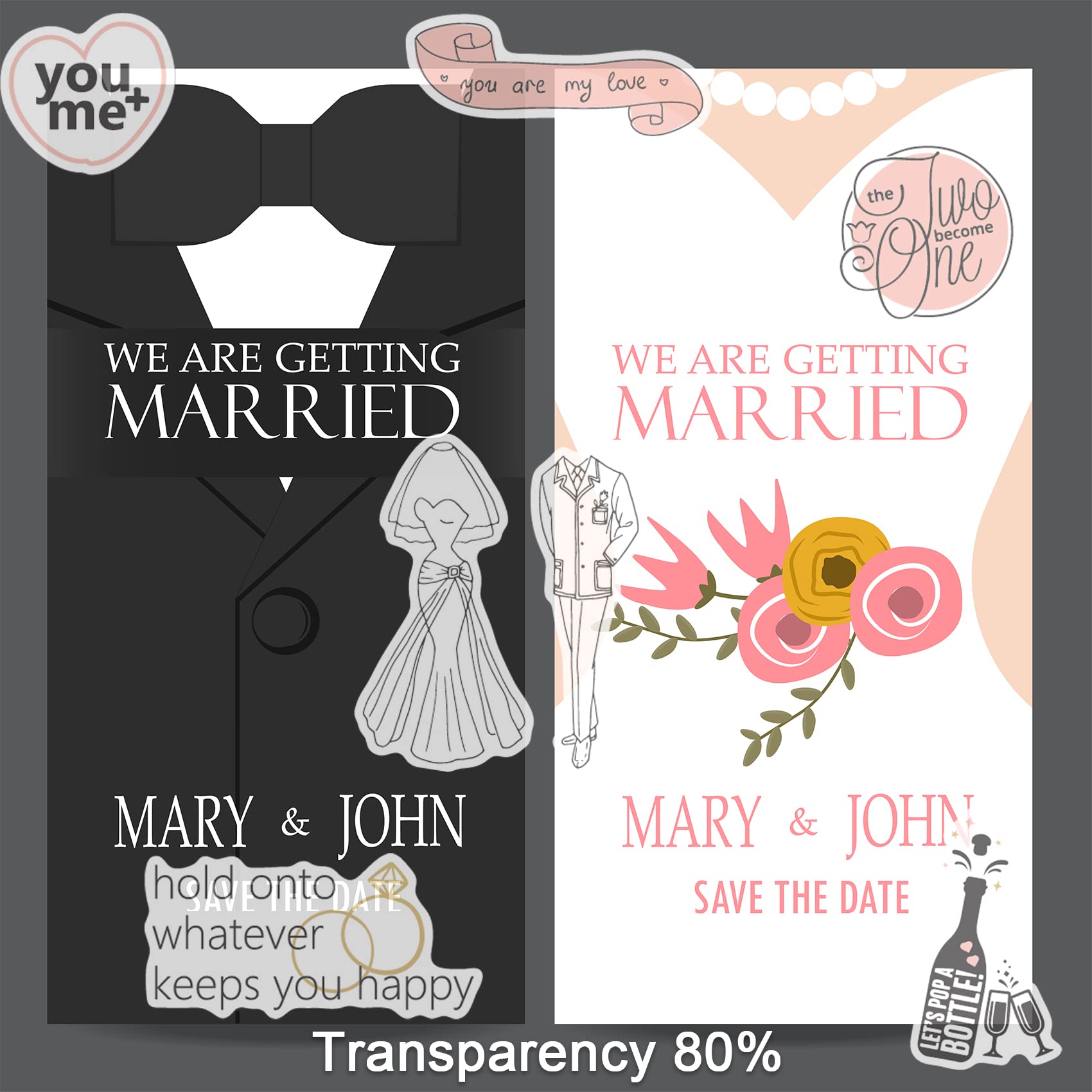 Autocollants Scrapbooking Mariage Et Bébé - Lot De 4 Feuilles, 212 Stickers - Imperméables, Romantiques
