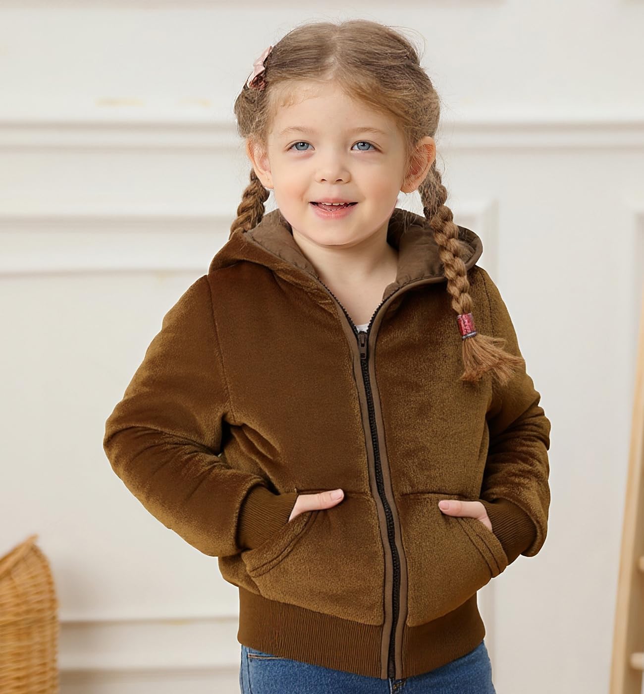 RAISEVERN Toddler Fleece Jacket Hooded with Cat Ears Cute Winter Zip-up Coat for Girls Boys Warm Casual 1-5T - Image 2