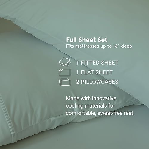 Vista 14 de SHEEX Juego de sábanas Original Performance con 2 fundas de almohada, tela ultra suave que ventila mejor que el algodón Blanco brillante