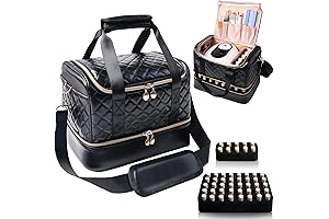 Portable Leather Nail Polish Organizer for 50 Bottles