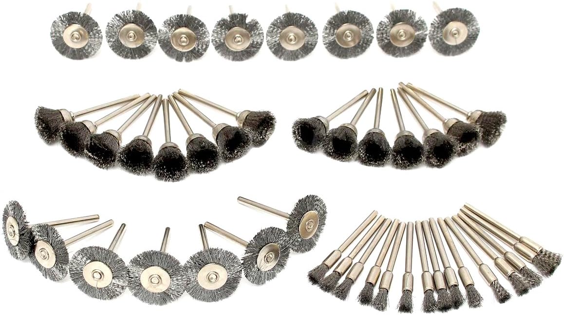 Hanperal 45Pcs Steel Wire Wheels Pen Brushes Set Kit Accessories for Dremel Rotary Tool