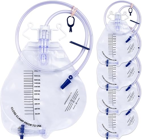 Miniatura 10 de Bolsas de catéter, bolsa de drenaje urinario de 67.6 fl oz, bolsas profesionales de orina con cámara antirreflujo mejorada, tubo de drenaje grueso
