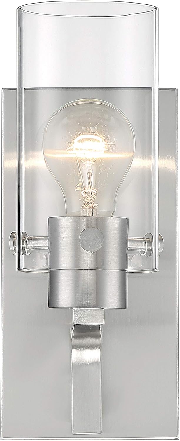 Nuvo 60/7171 Sommerset 1-Light Vanity Fixture with Clear Glass - Brushed Nickel Finish
