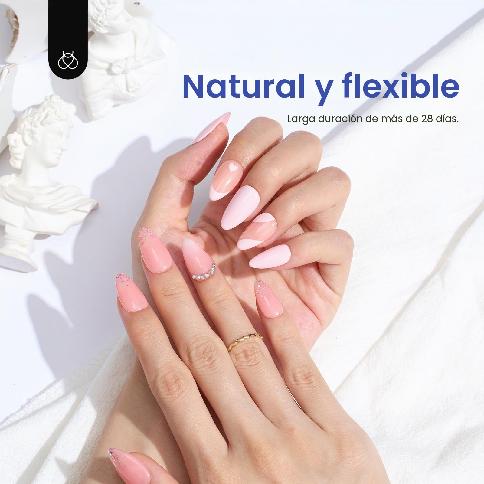 Beetles Nail Tips Kit Almond, 504pcs Uñas para Pegar Kit Easy Nail Extension Set Etch X Nail Tips para uñas de gel Cortas Medio Almond Medio Mate Nail Tips 5 en 1 Nail Glue UV LED Nail Lamp DIY