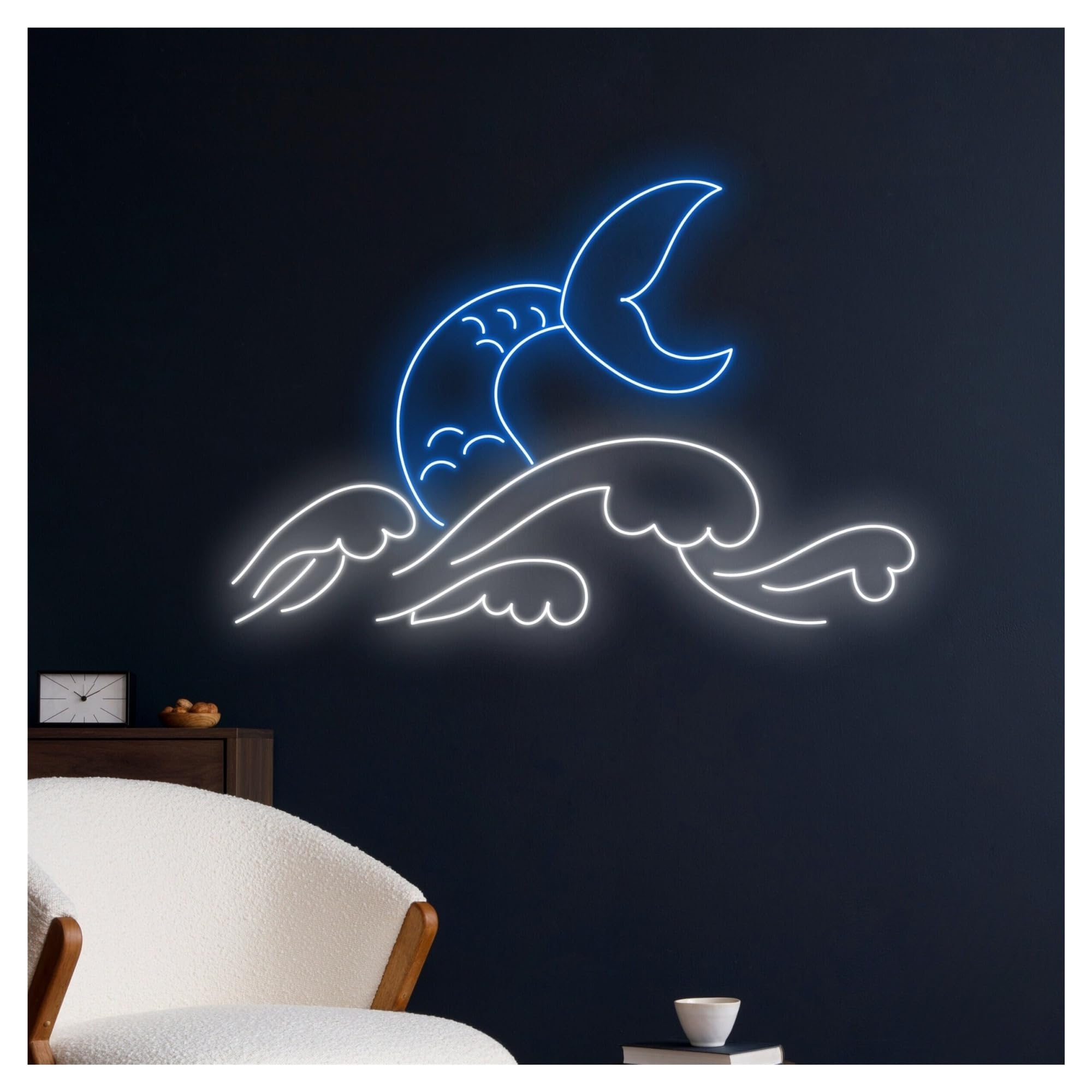 Luces de neón Letrero De Neón Con Diseño Cola Sirena, Decoración Pared Para Habitación Infantil, 60cm