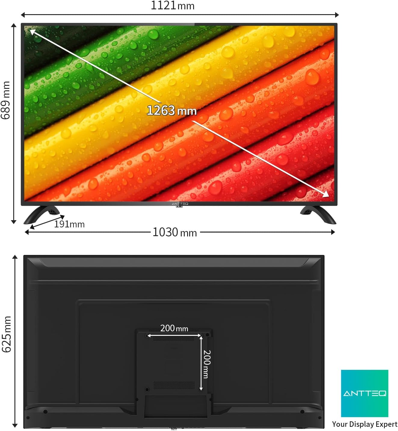 Antteq AB50D1 TV 50 pollici (Televisori 127 cm), Dolby Audio, Triplo Tuner DVB-C/T2/S2, CI+, HDMI, USB, uscita audio digitale, modalità Hotel inclusa Antteq AB50D1 TV 50 pollici (Televisori 127 cm), Dolby Audio, Triplo Tuner DVB-C/T2/S2, CI+, HDMI, USB, uscita audio digitale, modalità Hotel inclusa