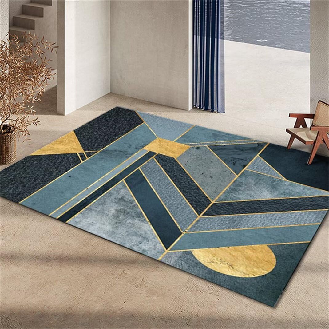 Tapis chambre enfants lavable 80x160cm bleu idéal pour les grands salons modernes
