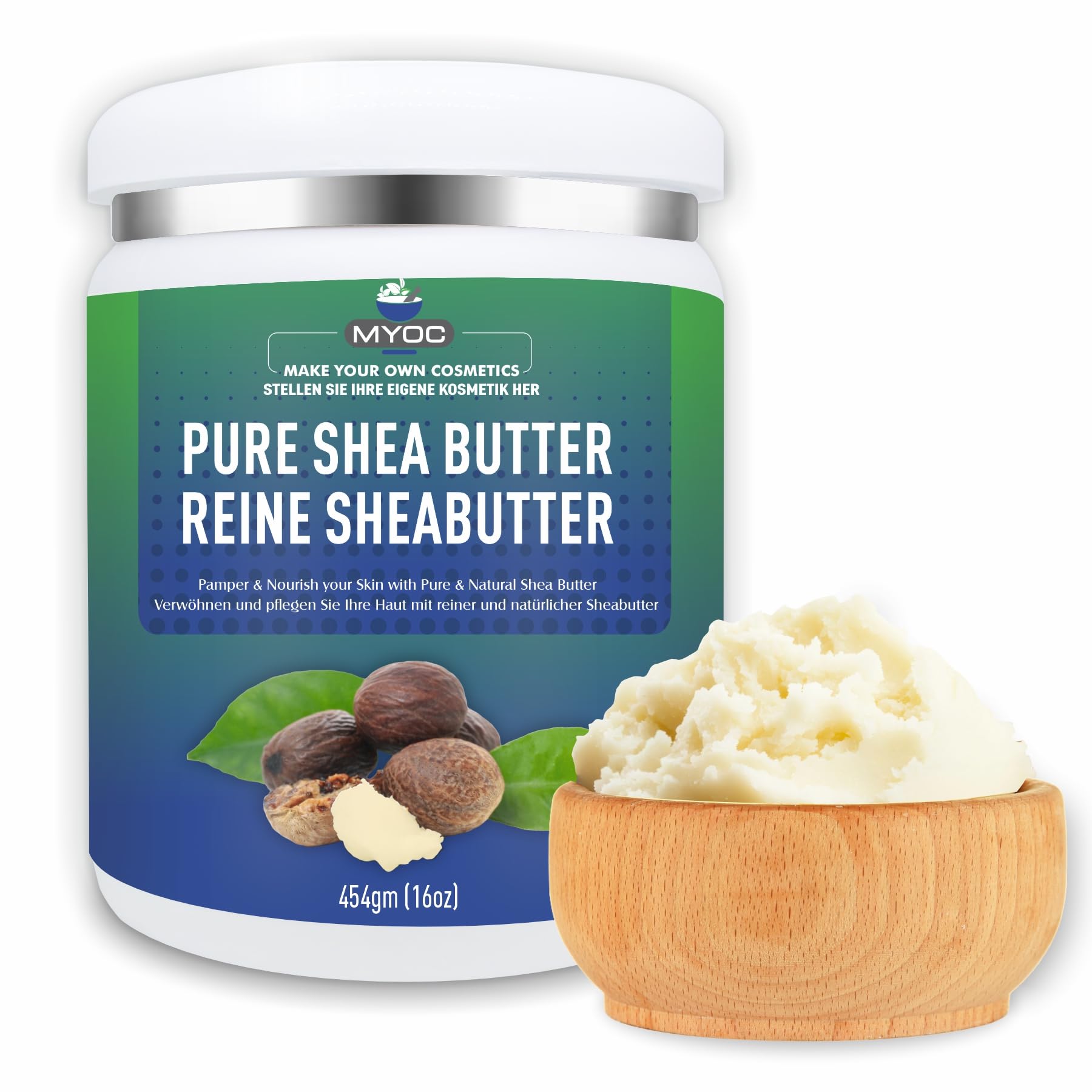 Burro di karitè grezzo non raffinato, 100% puro africano grado A, 454 g / 16 oz, per burro corpo, cura dei capelli e formulazioni fai da te per la cura della pelle, profumo naturale