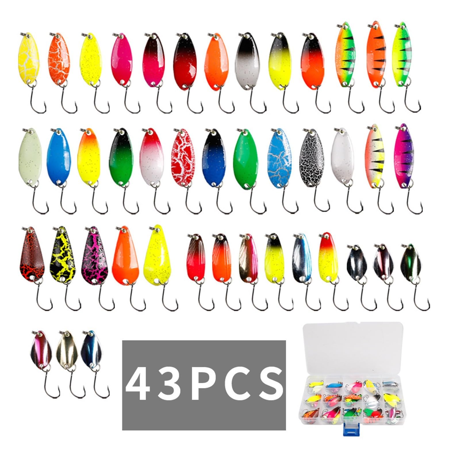 INEOUT Set di Esche da Pesca Esca da Pesca in Metallo for Lago Mare Carpa Spigola Wobbler Mini Spinner Trota Jig Scatola Rigida Kit Accessori