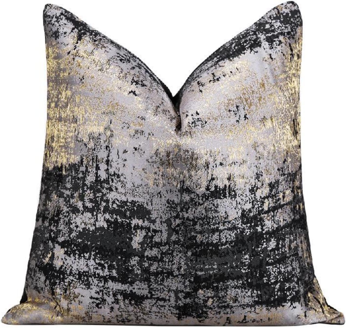 Gold Black Decorative Throw Pillow Covers 20x20，Luxury Modern European Cushion Covers for Couch Bed Living Room Sofa