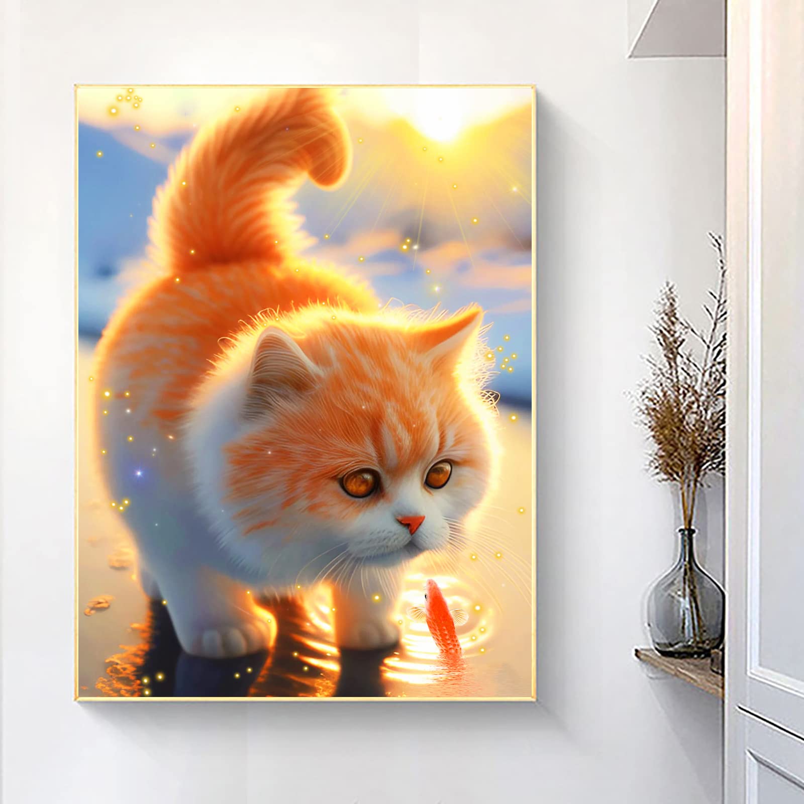 EXQULEG Diamond Painting Leopard, kit per pittura con diamanti 5D, kit per pittura con diamanti, per