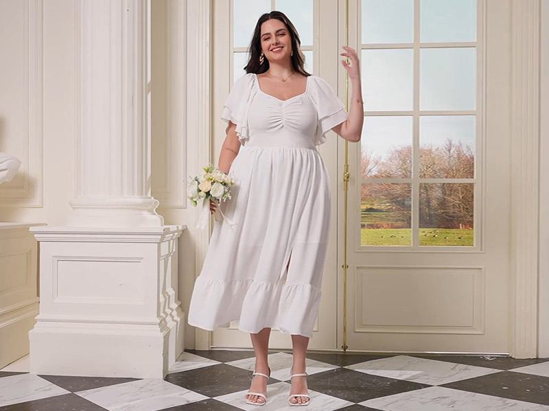 SCOMCHIC Womens Plus Size Wedding Guest Cocktail Dresses Army Green