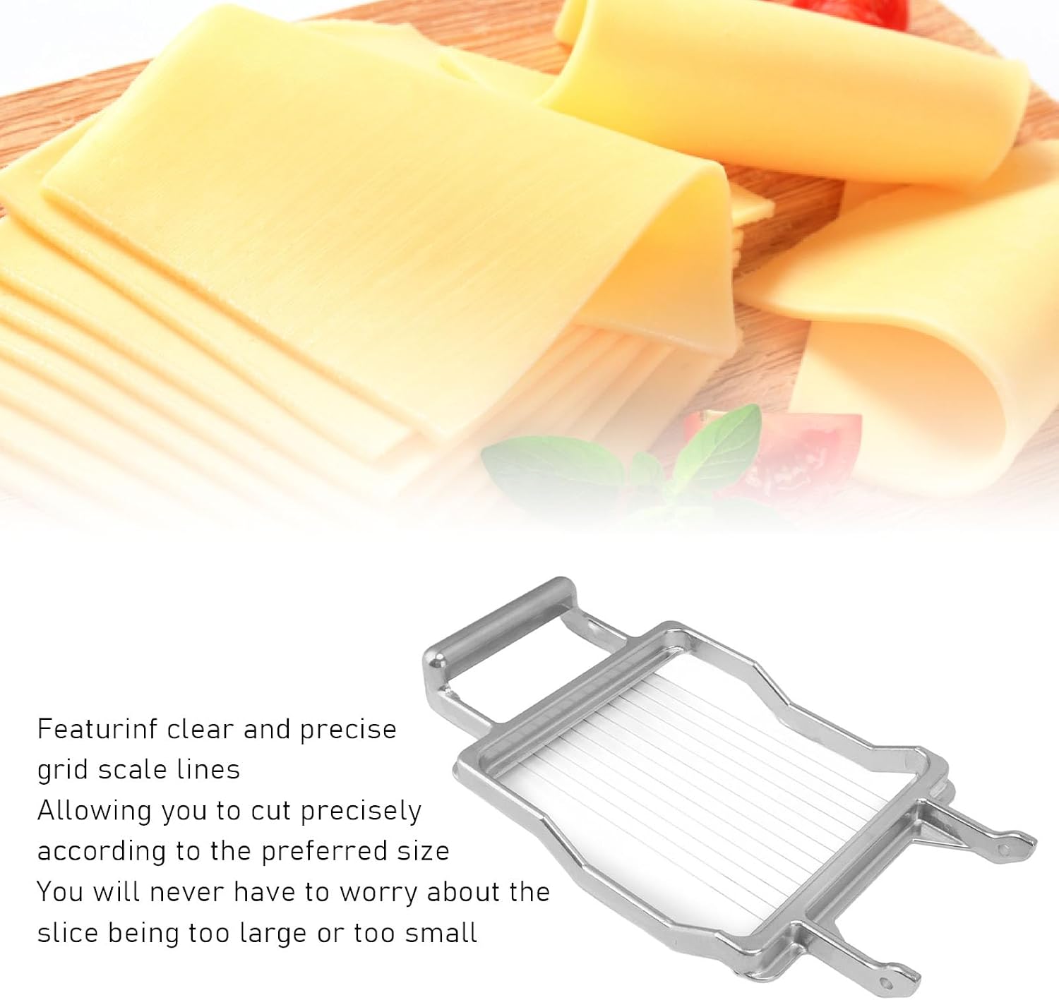 HERCHR Meat Slicer,Meat and Egg Slicer Cutter,Wire Egg Slicer,Bread Cheese Blade Handheld Cheese Blade for Slicing Pork Luncheon Meat Bananas Fruits Cucumbers(10mm)