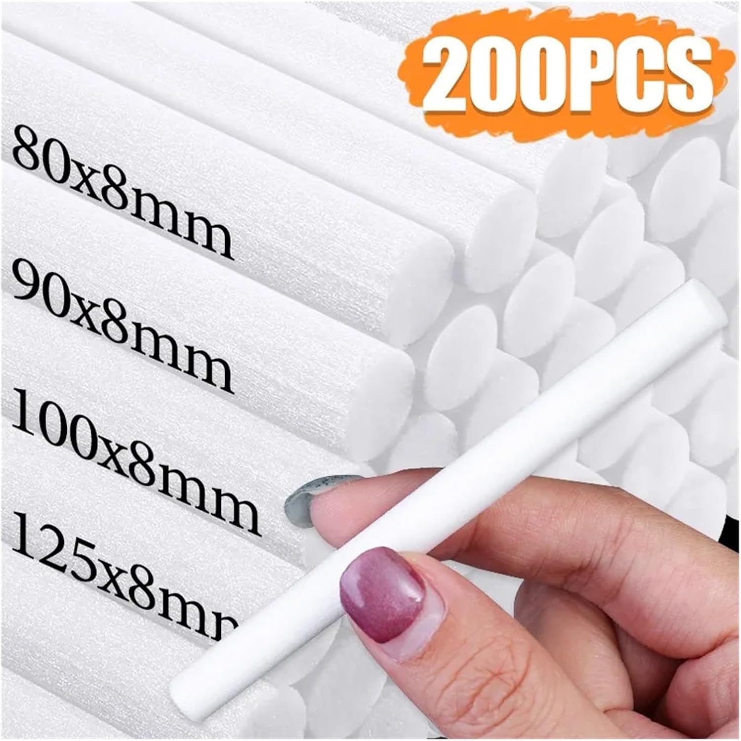 200Pcs Cotton Sponge Stick For Humidifier Filter Replacement Travel Mini Filters Sticks Aroma Diffuser Keeps Clean(90x8mm)