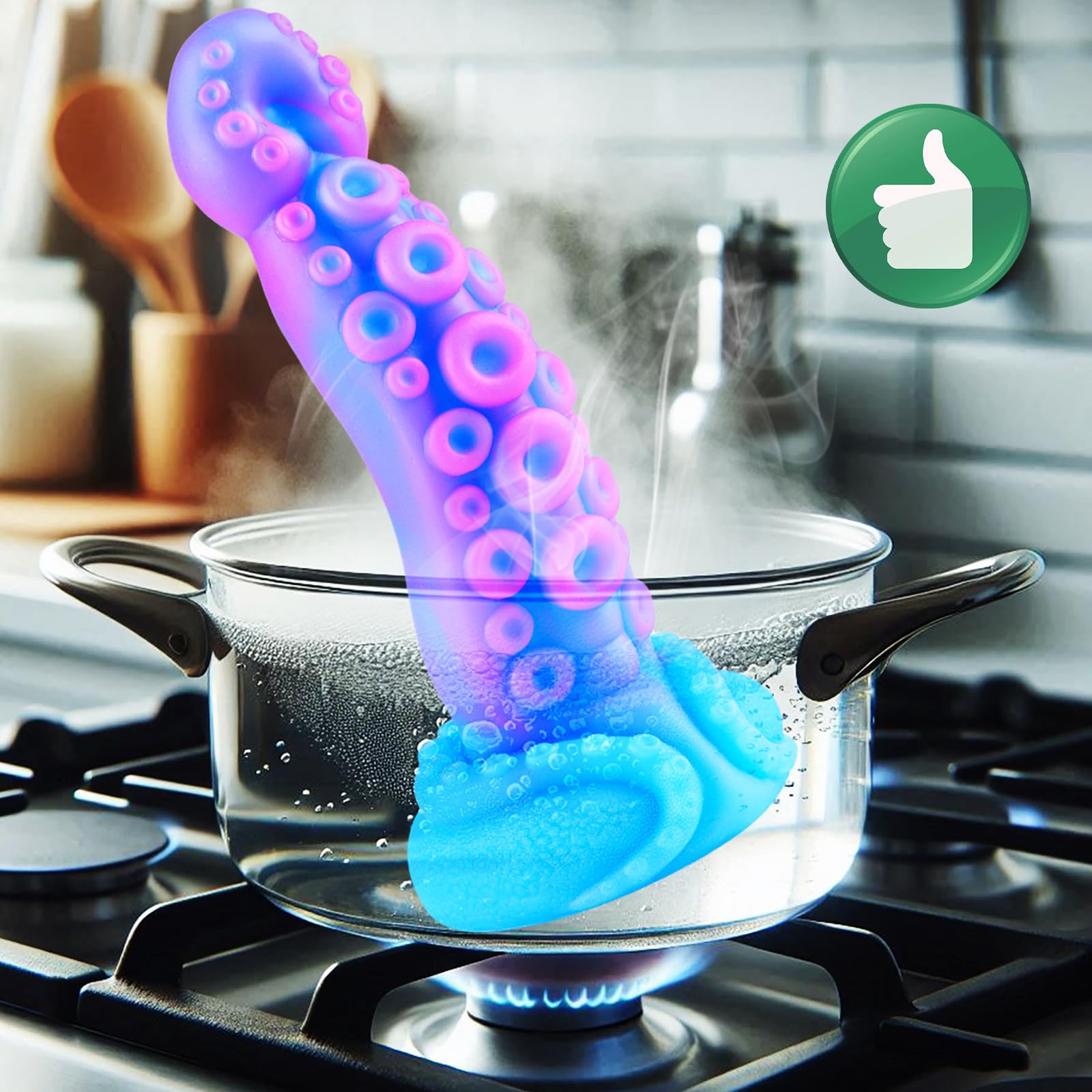 Realistic Monster Tentacle Octopus Dildo 2 Inch Wide, Silicone 8 Inch Extra Large Thick Girthy Anal Dildo Suction Cup, 7 Inch Creature Tapered Alien Dildos Fantasy Colorful Blue Sex Toy for Men Women: L