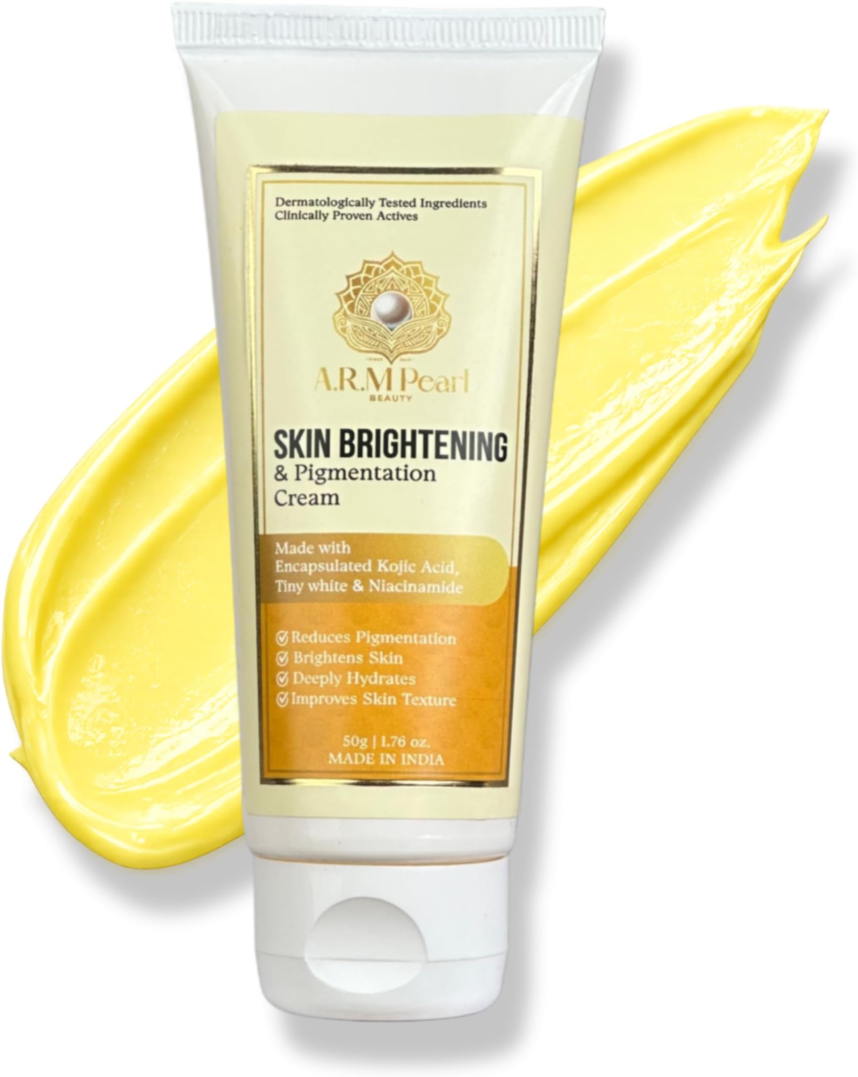 ARM Pearl Skin Brightening & Anti Pigmentation Cream with Kojic Acid & Niacinamide | Reduces Dark Spots, Acne Marks & Uneven Skin Tone | For Men & Women | All Skin Types | 50g