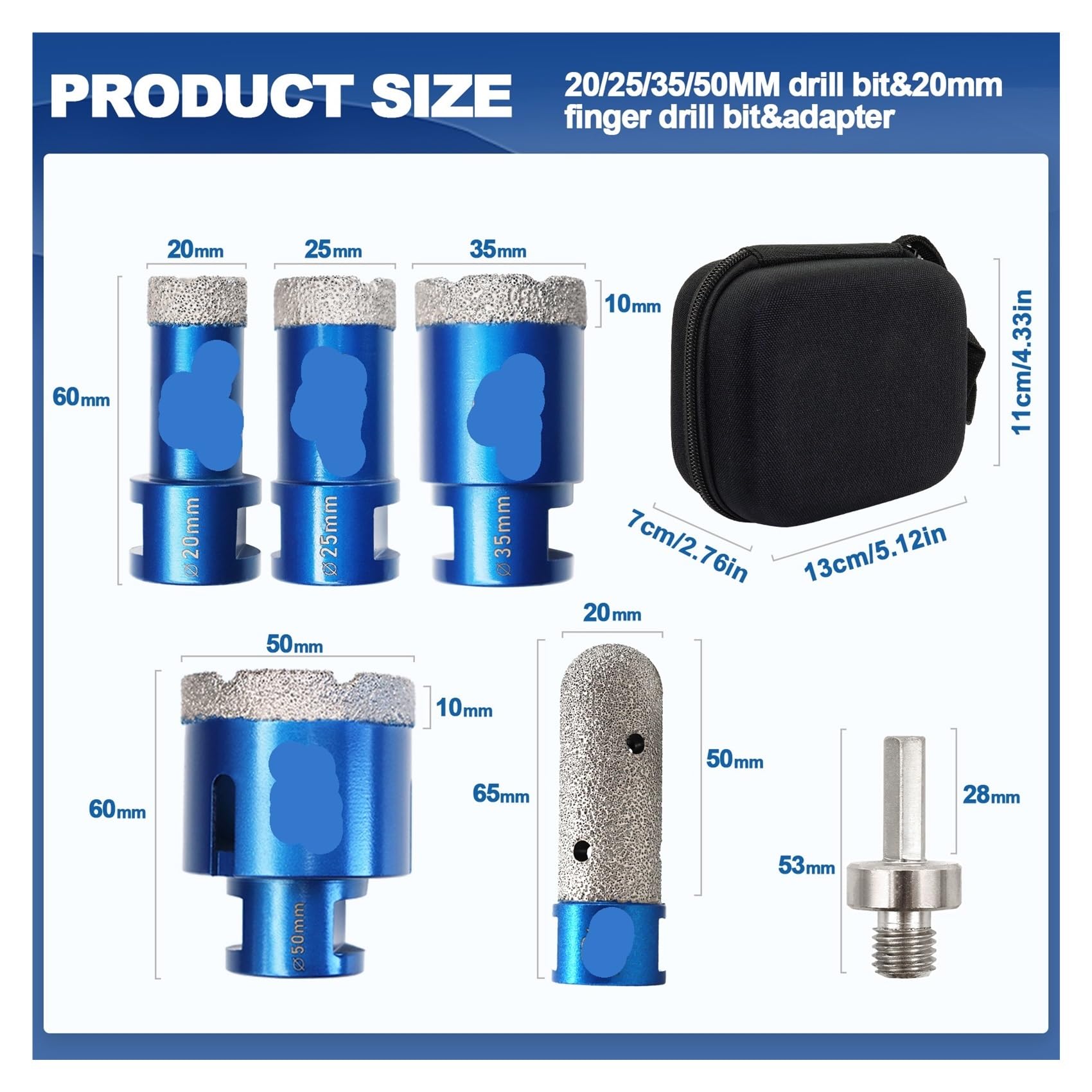 Diamantbohrer-Set (20/25/35/50 Mm) For Fliesenbearbeitung, Fräsen Von Keramik, Marmor Und Granit, M14-Gewinde, Lochsäge