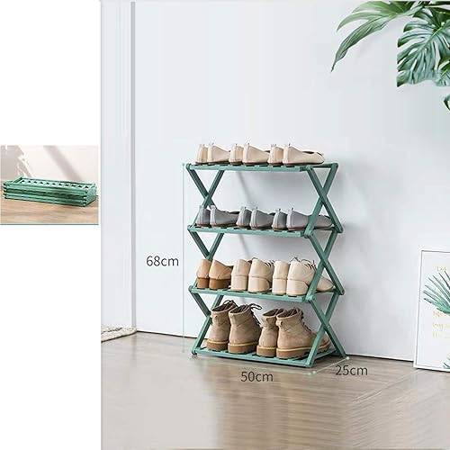 Miniatura 3 de Zapatero, organizador plegable a prueba de polvo, 3 niveles, 4 niveles, 5 niveles, instalación gratuita, puerta del hogar, dormitorio, verde, feliz