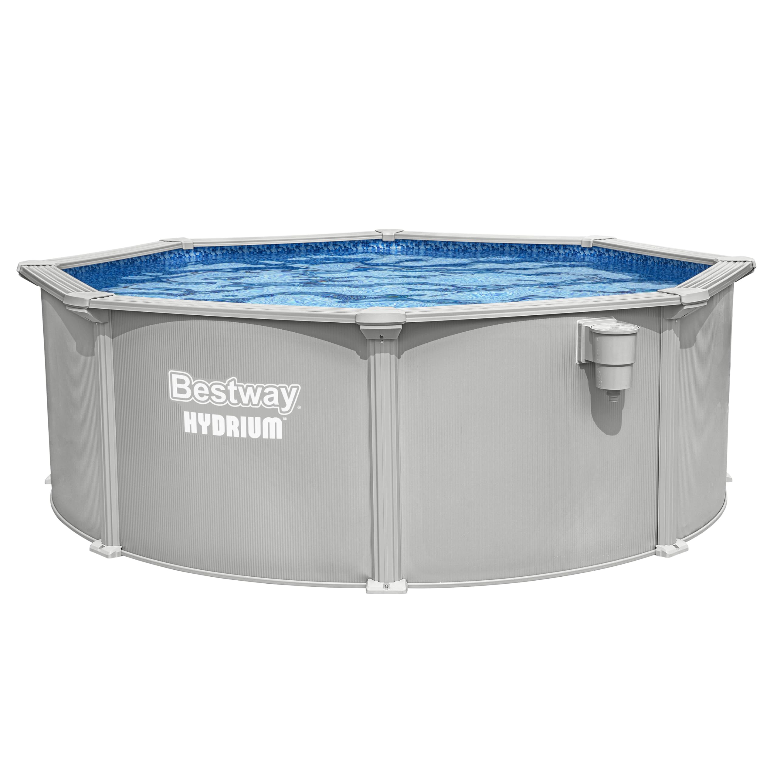 Bestway Hydrium Stahlwandpool Komplett-Set rund 366 x 122 cm Granitgrau Gartenpool Aufstellpool mit Sandfilteranlage