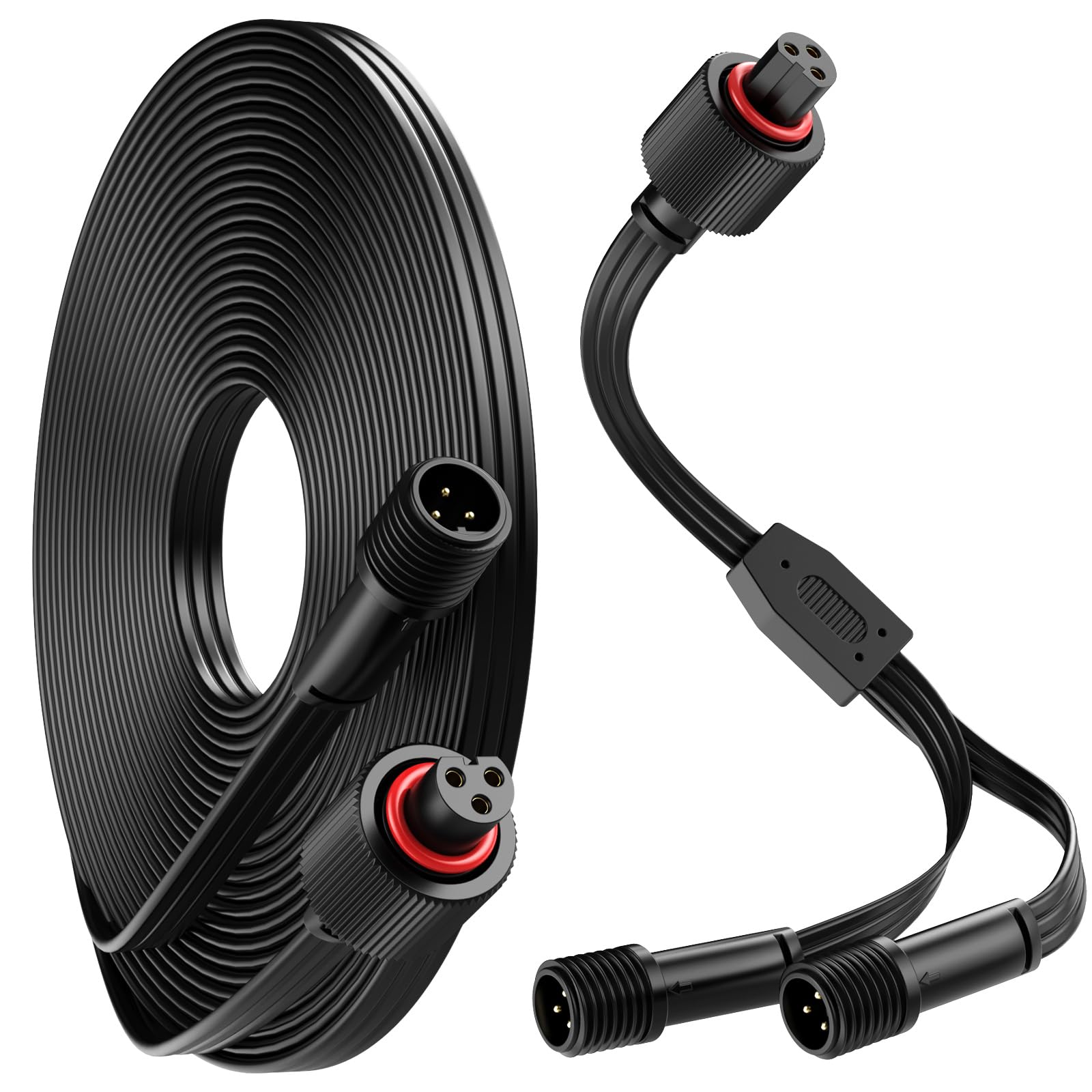 13FT Extension Cable with Y-Splitter for Gov-ee Permanent Outdoor Lights (H705A-H706C) | IP68 Waterproof 22AWG Pure Copper Wire | Includes 15cm Branch