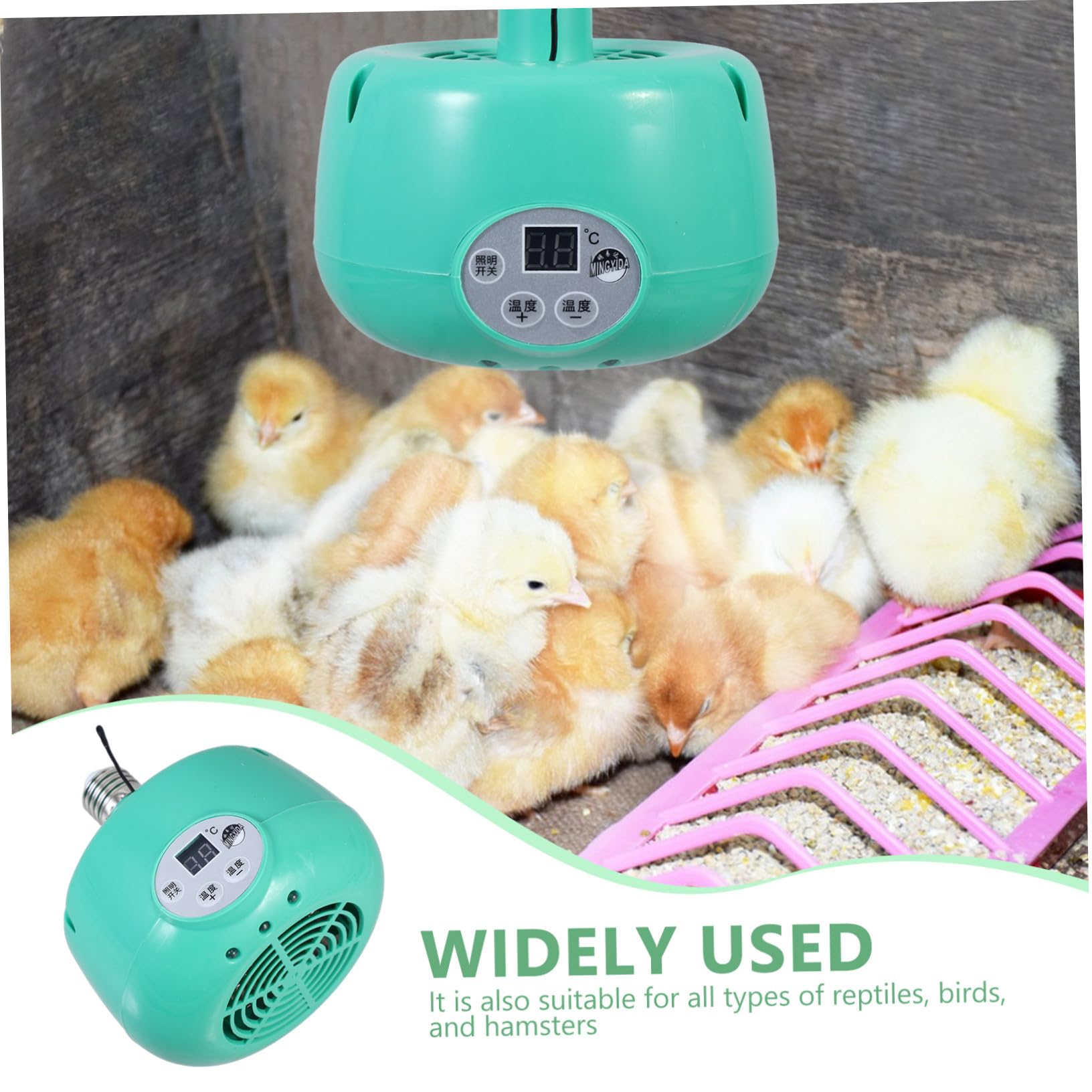VICASKY Lampada Riscaldante per Animali Temperatura Intelligente, Verde | Emettitore in Plastica e Metallo, Luce Calda Led, per Roditori e Rettili