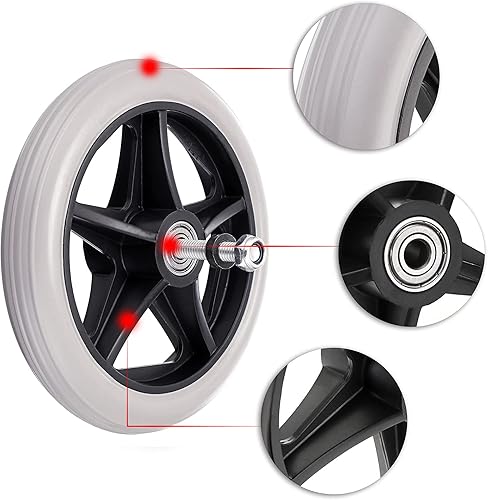 Miniatura 5 de OwnMy 2 piezas de rueda de goma de repuesto para silla de ruedas ruedas delanteras ruedas de repuesto antideslizantes ruedas de repuesto universales