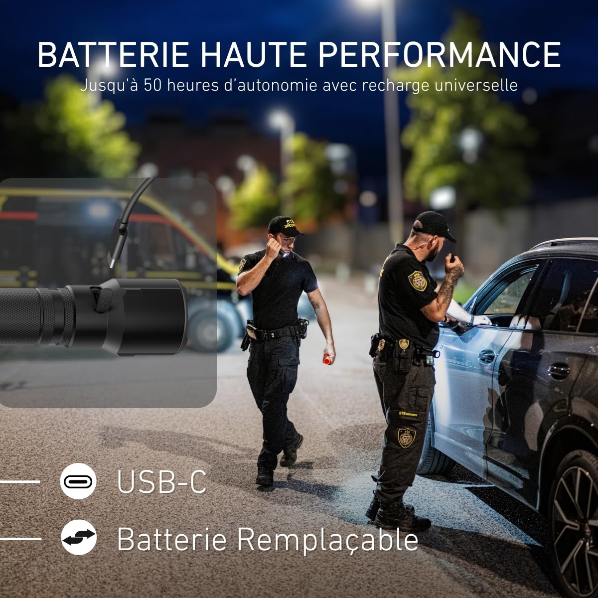 Ledlenser TT3R Lampe tactique rechargeable, 1900lm, Lumière Rouge, Bleue | Portée réglable 300 m, jusqu'à 50 h d'autonomie, mode Strobe, USB-C, IP68, pochette incluse, idéale pour la sécurité