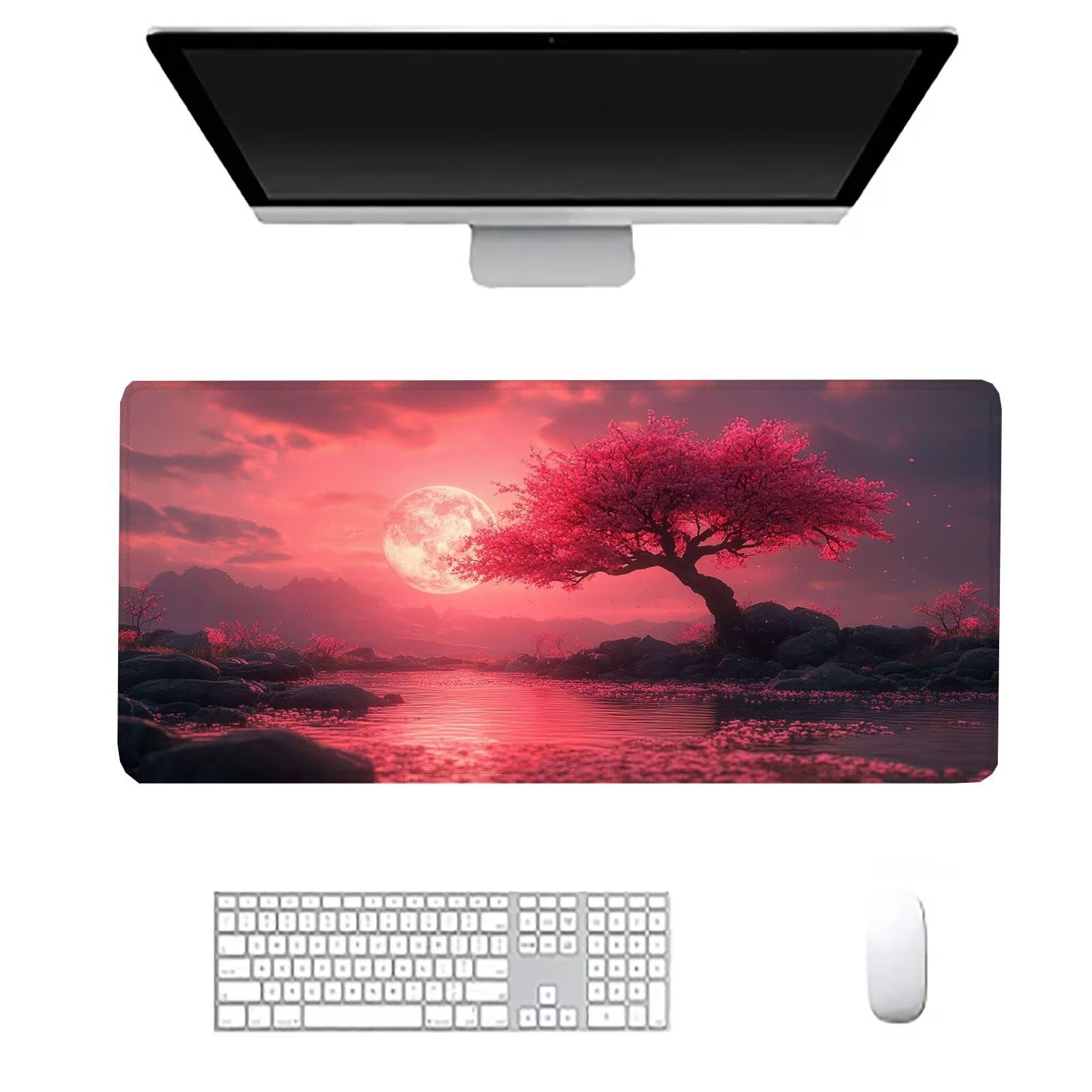 Podkładka pod mysz księżyc duża mata na biurko dla graczy namorzynowa podkładka pod mysz XXL 1600 x 800 x 3 mm niestandardowa podkładka pod mysz, ochrona akcesoriów biurowych matowa, do domu Deco