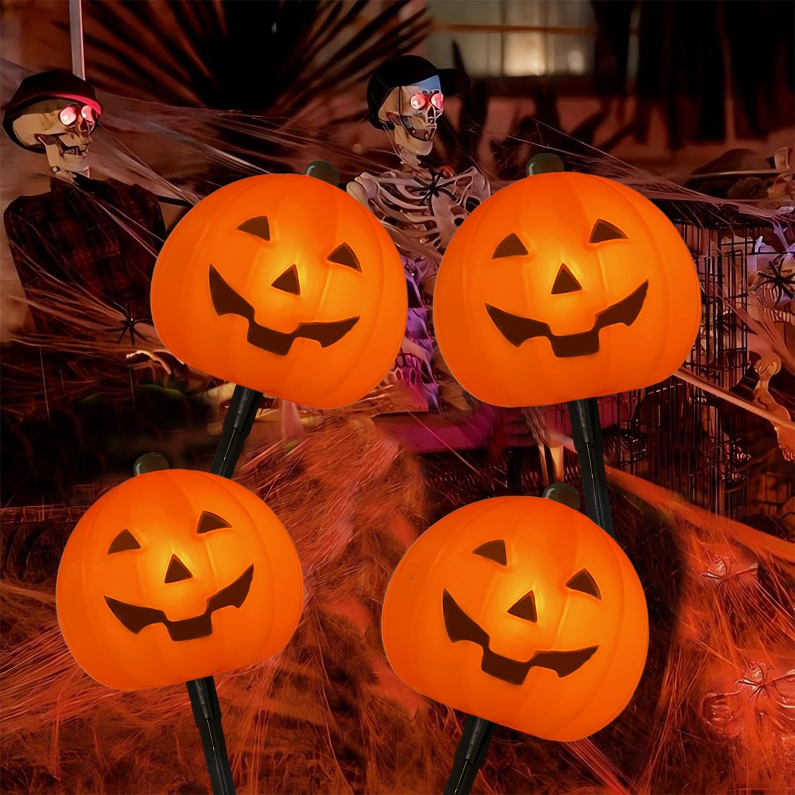 out        ❁Natural  Halloween❁花かごハロウィン♪ Kate Halloween Jack-o'-Lantern - Smiling Artificial Orange