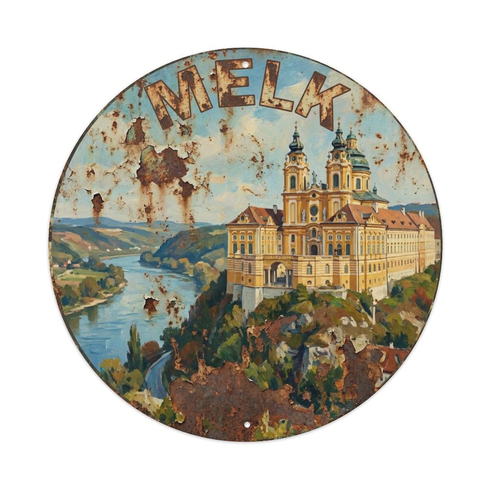 Galvaxio Style Austria Vintage Travel Melk Metal Tin Sign