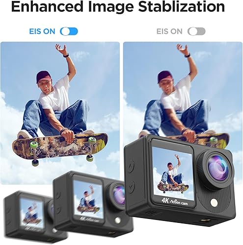 Miniatura 4 de Cámara de acción de doble pantalla 4K30FPS, cámara de video con pantalla táctil HD de 20 MP, cámaras impermeables de 131 pies, control remoto de