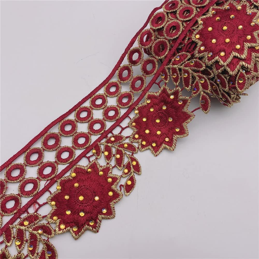 Ruban De Dentelle 10YARDS Africain DE LA DACE Motif Motif MÉTALLIQUE Large DE 8CM Ruban De Jute Dentelle(Brown)
