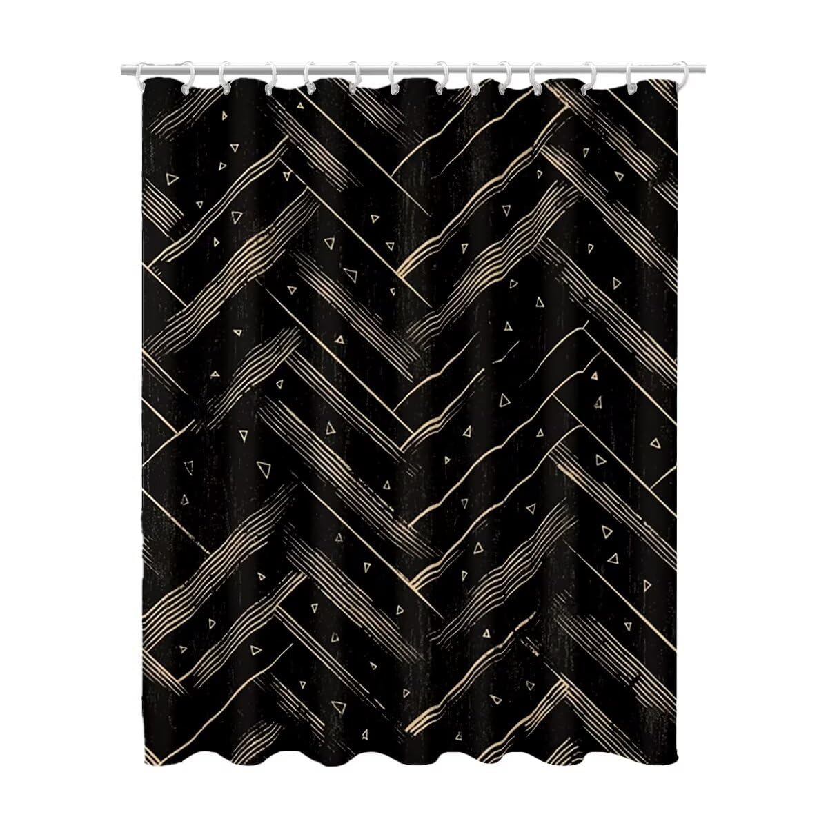 Rideau de douche géométrique imperméable 200x180 cm avec ourlet lesté